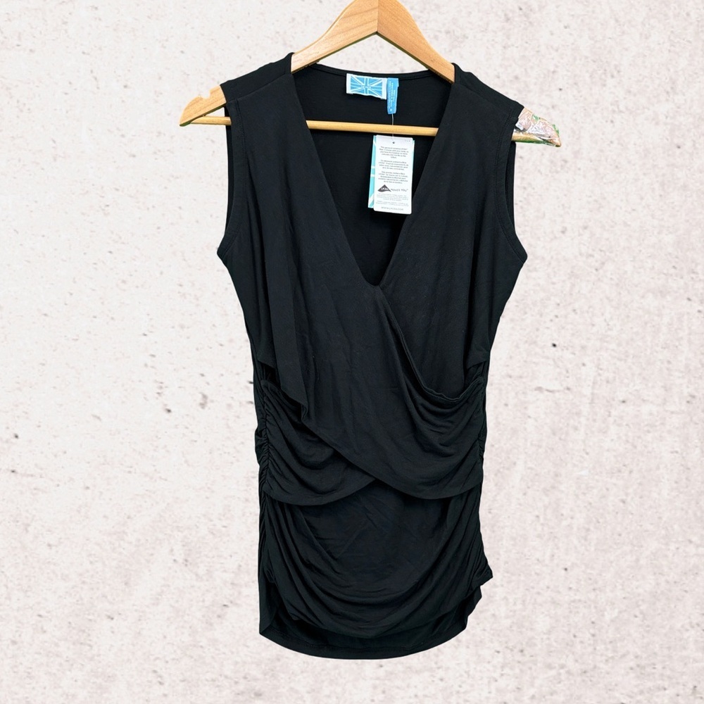 Survival Black Asymmetrical Ruched Tank Top
